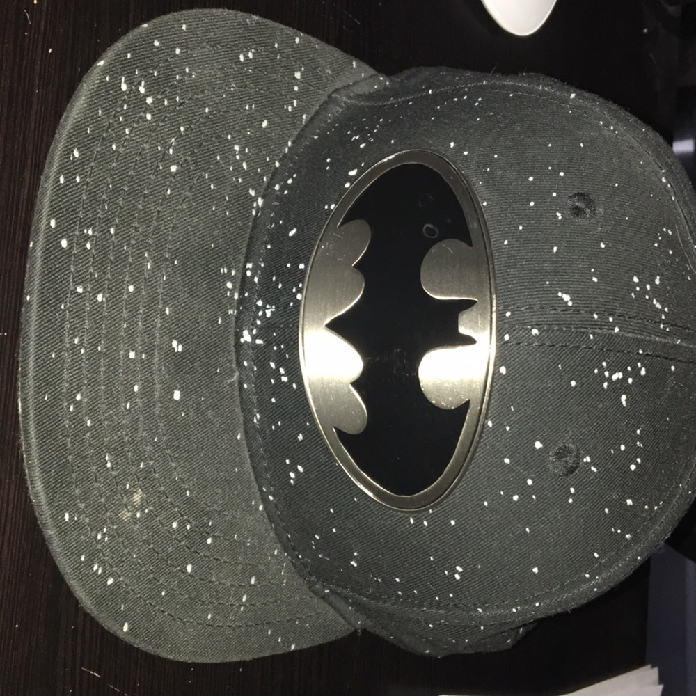 Batman hat with metal sign